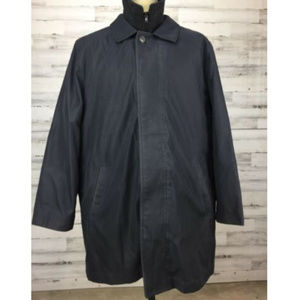 Chaps Black Car Coat Mens Size 46R Large Wool Nylo